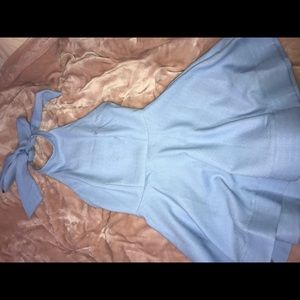 Baby Blue Halter Neck Skater Dress